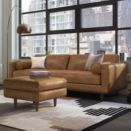 Morrison MCM Leather Sofa 89' (2 Colors)