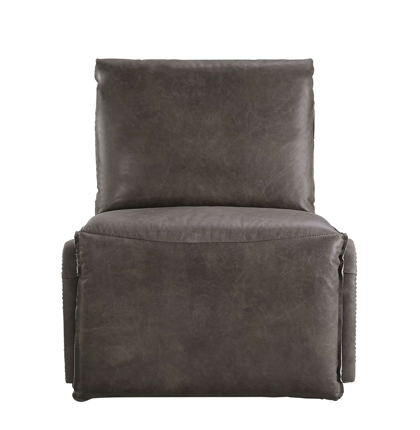 Metier Modern Industrial Power Recliner Lounge Chair, Gray Leather & Aluminum - Revel Sofa