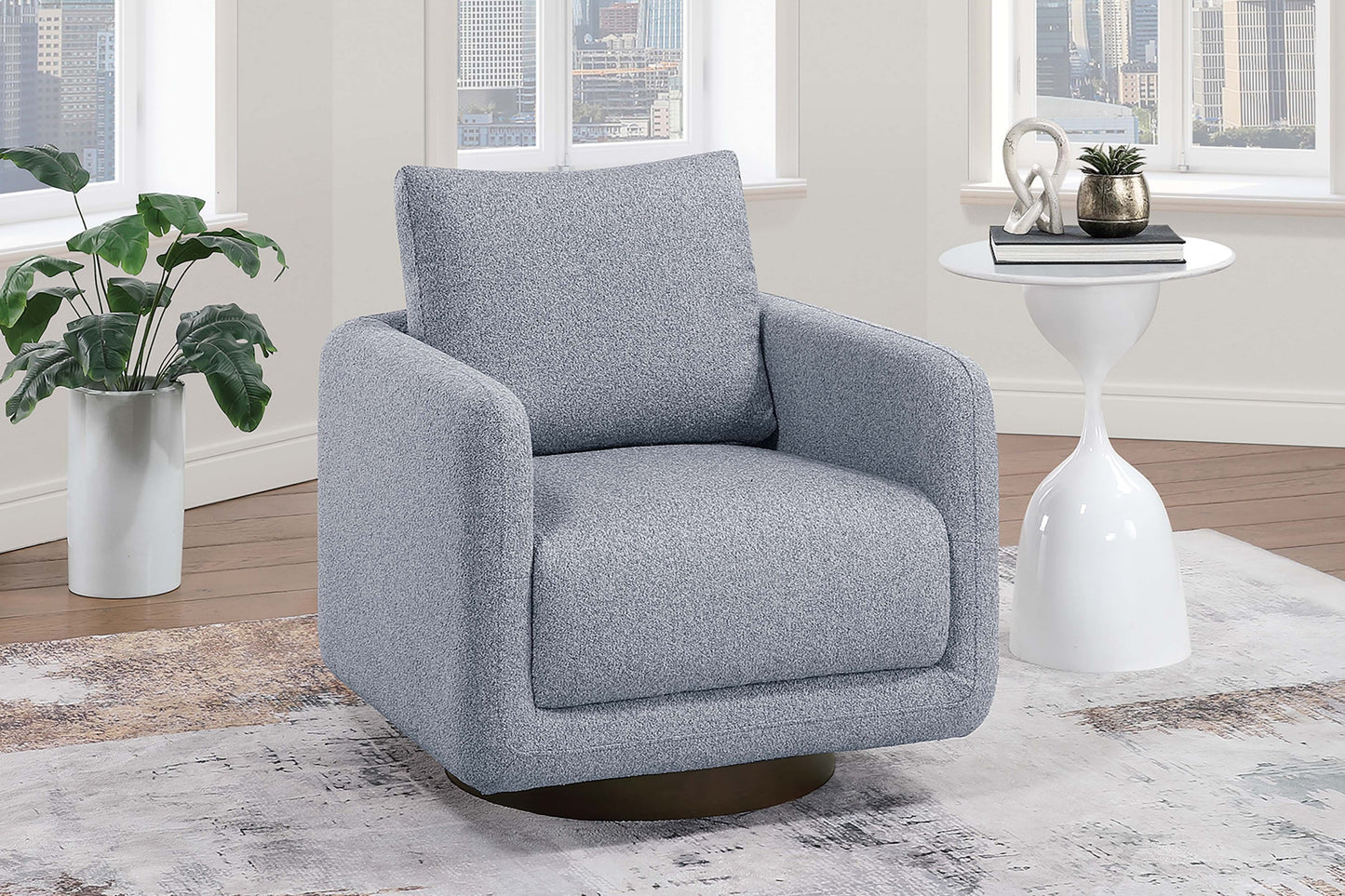 Modern Boucle Upholstered Swivel Accent Armchair