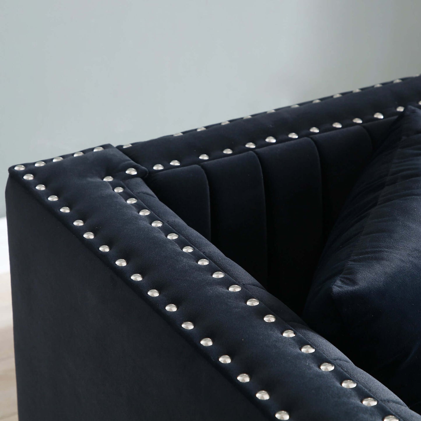 Glamorous Channel Tufted Velvet Corner Sofa Sectional