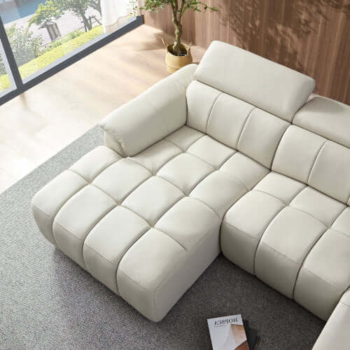 Modern Leather Chaise Sofa Sectional 113" (2 Colors)