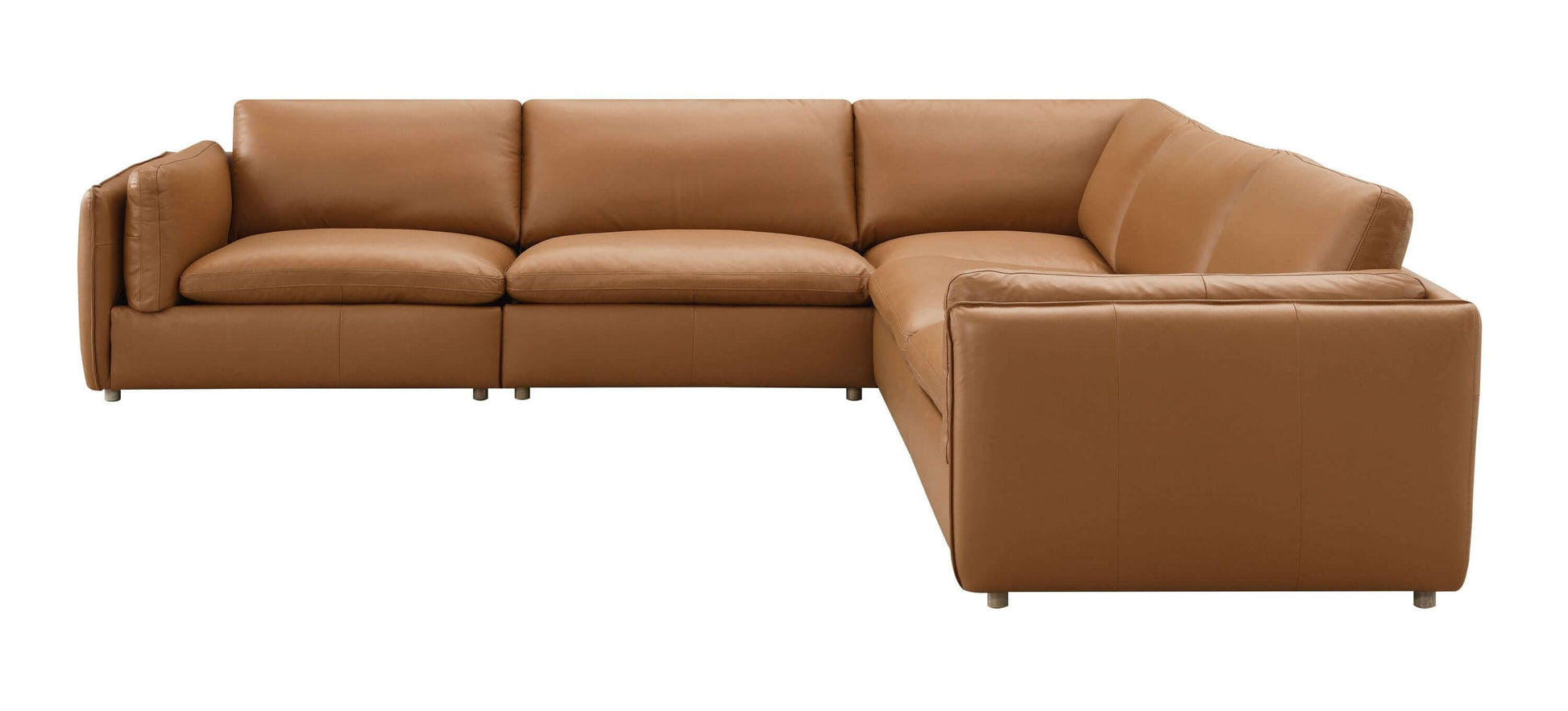 Brighton Leather 5 Piece Modular Corner Sofa Sectional in rich brown leather, perfect for luxury and comfort in any living space.