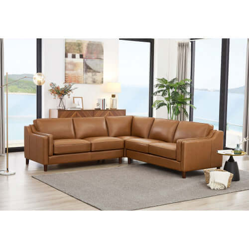 Bella MCM Genuine Leather Corner Sofa Sectional (2 Sizes)