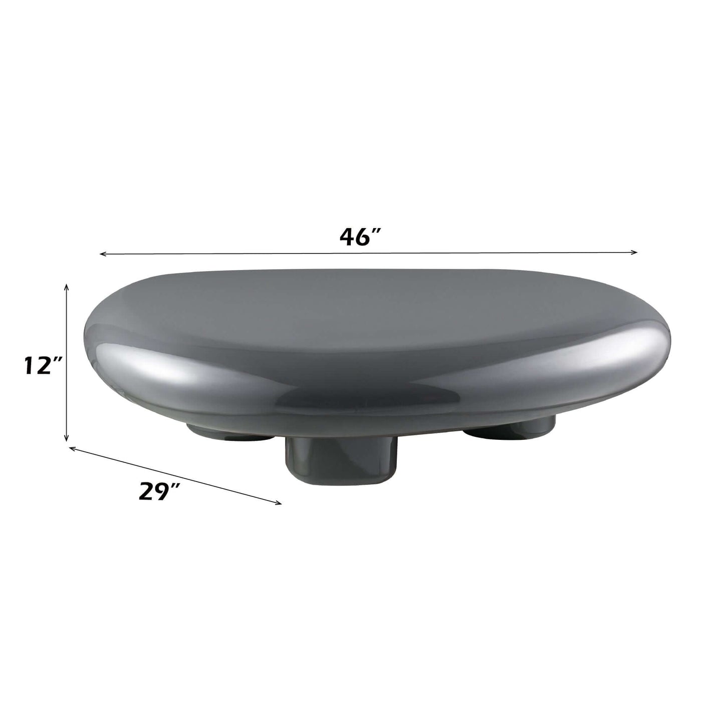 Charlene Gray High Gloss Coffee Table – 46” Contemporary Low Profile Table with sleek gray finish and modern design.