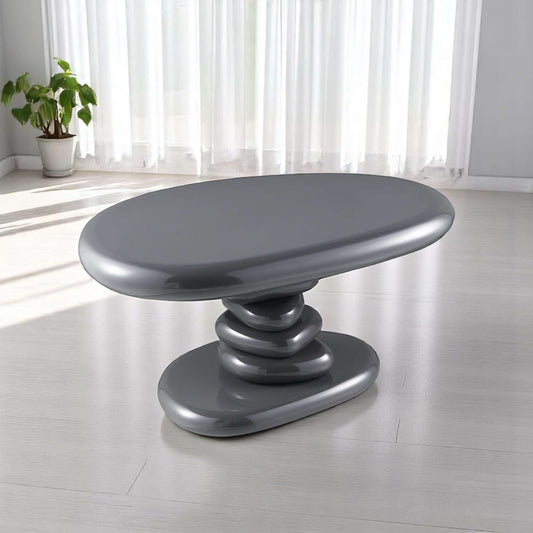 Charlene Gray High Gloss End Table showcasing sleek design and high gloss finish in a bright room with natural light.