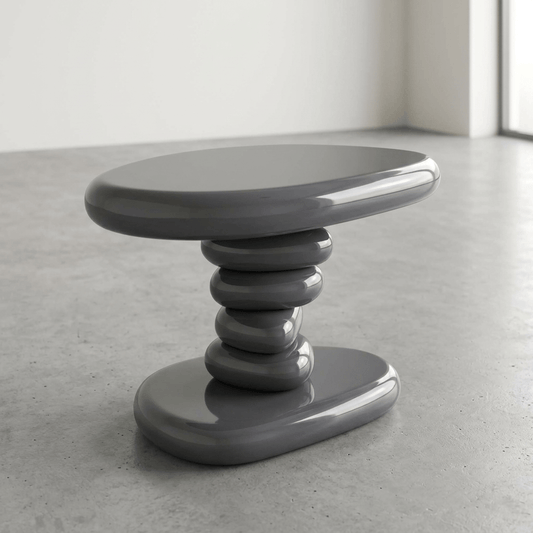 Charlene Gray High Gloss End Table 22"W showcasing a sleek, modern design with a shiny gray finish.