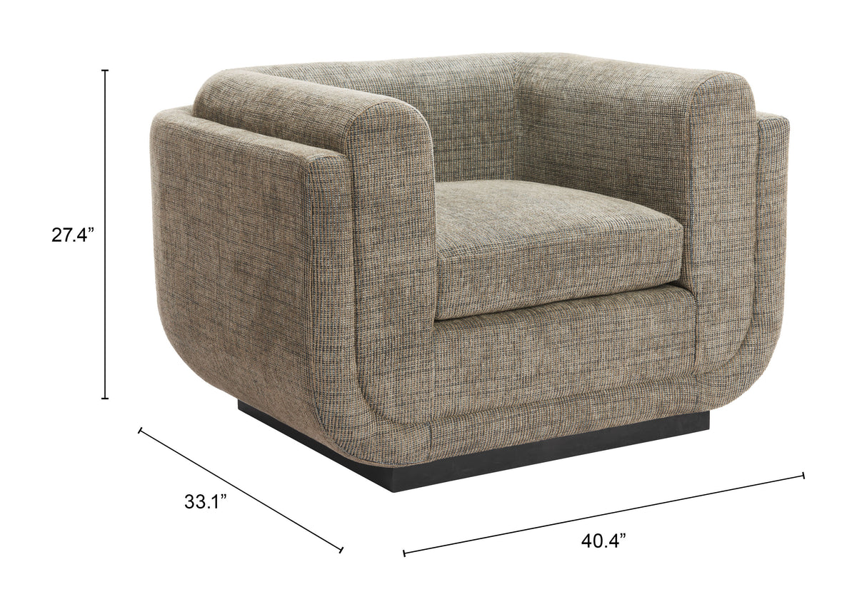 Sereneu Green Tweed Accent Chair