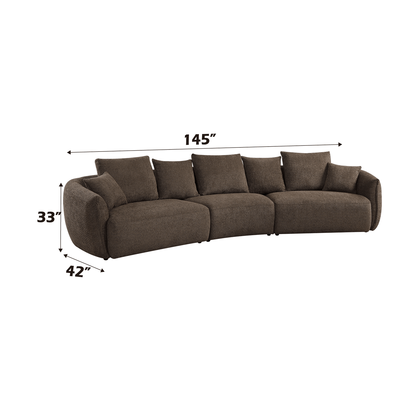 Bash Macca Anthology Brown Boucle Modular Sectional Sofa 145" - plush design with modern curves and comfort.