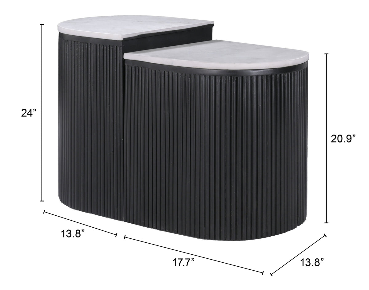 Ormara White & Black Side Table Set (2-Piece)