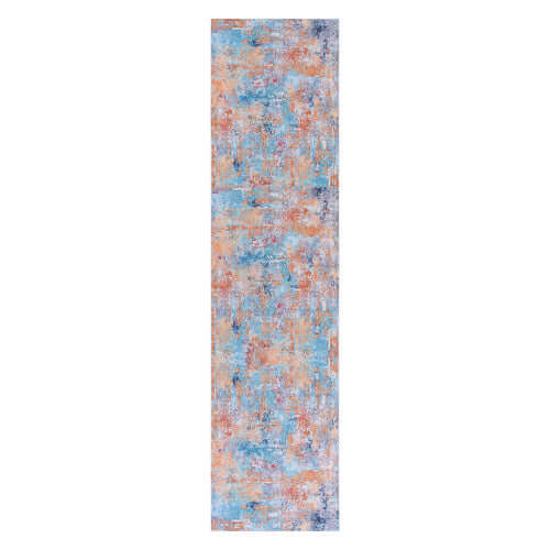 Multi-Colored Abstract Washable Area Accent Rug with vibrant patterns and plush comfort, available in various sizes.