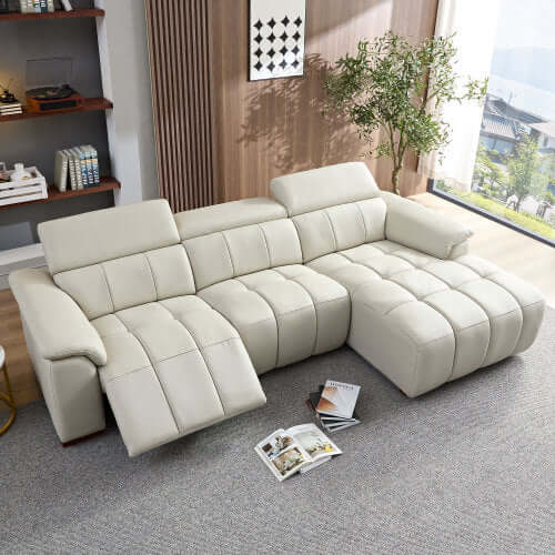 Modern Leather Chaise Sofa Sectional 113" (2 Colors)