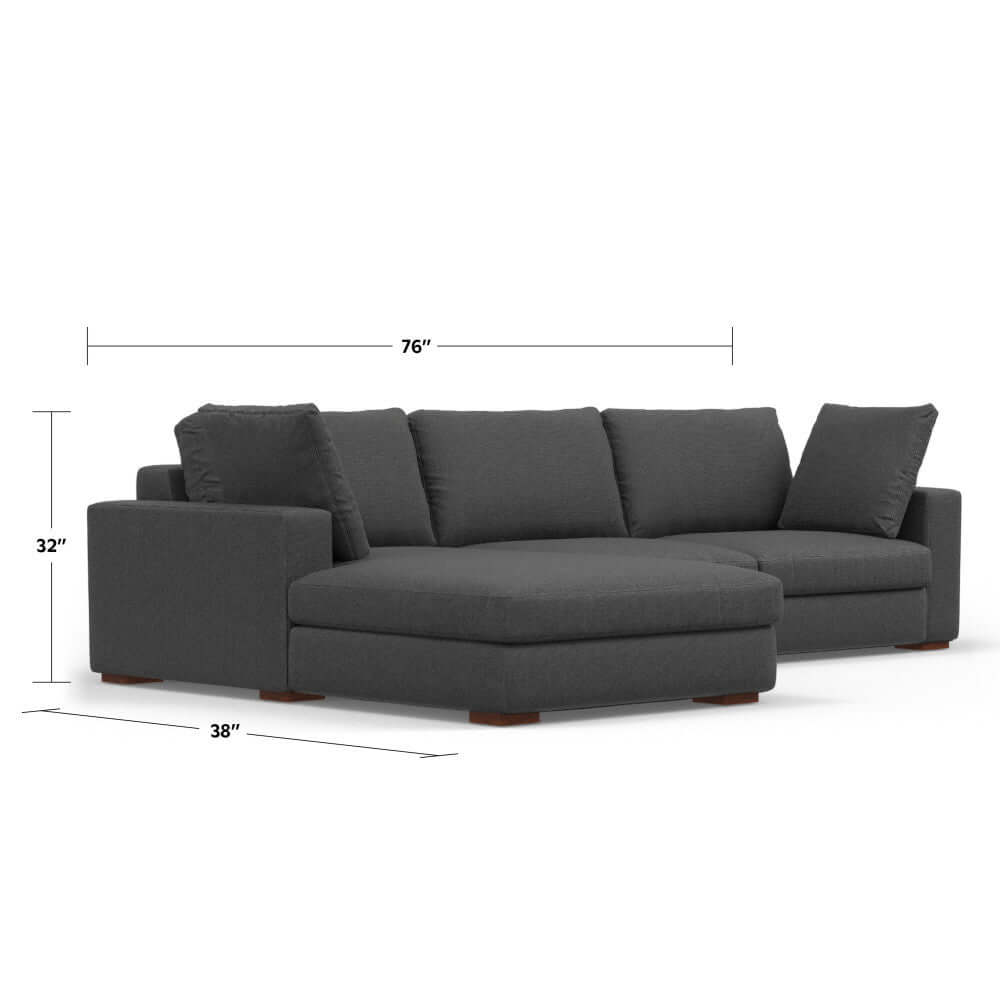 Charlie Modern Deep Seat Sectional Chaise Sofa 122"