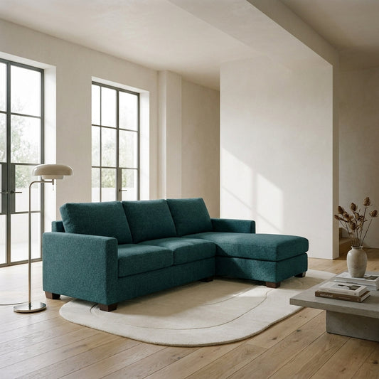 Damon L-Shaped Sectional Sofa – 120" Chaise Sectional in Fabric & Velvet – view 2
