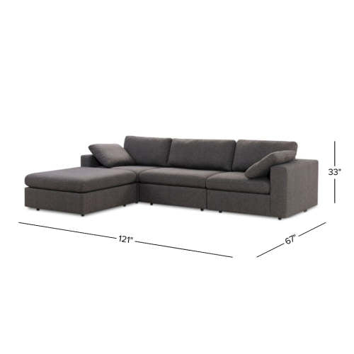 Dark Gray Modular Chaise Sofa Sectional 121”
