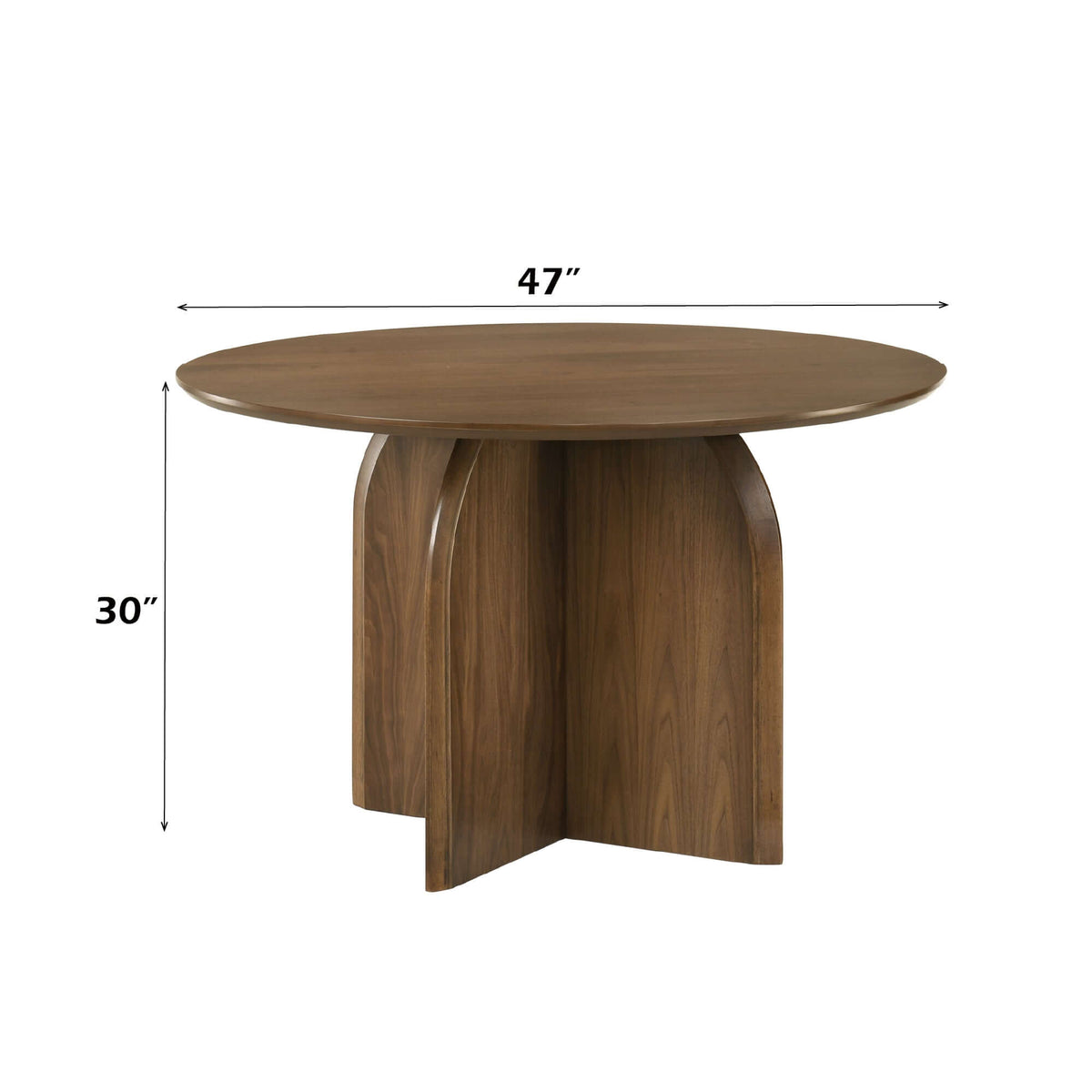 Delmon Dark Walnut Round Dining Table 47" with a sleek round top and a stylish wooden base.