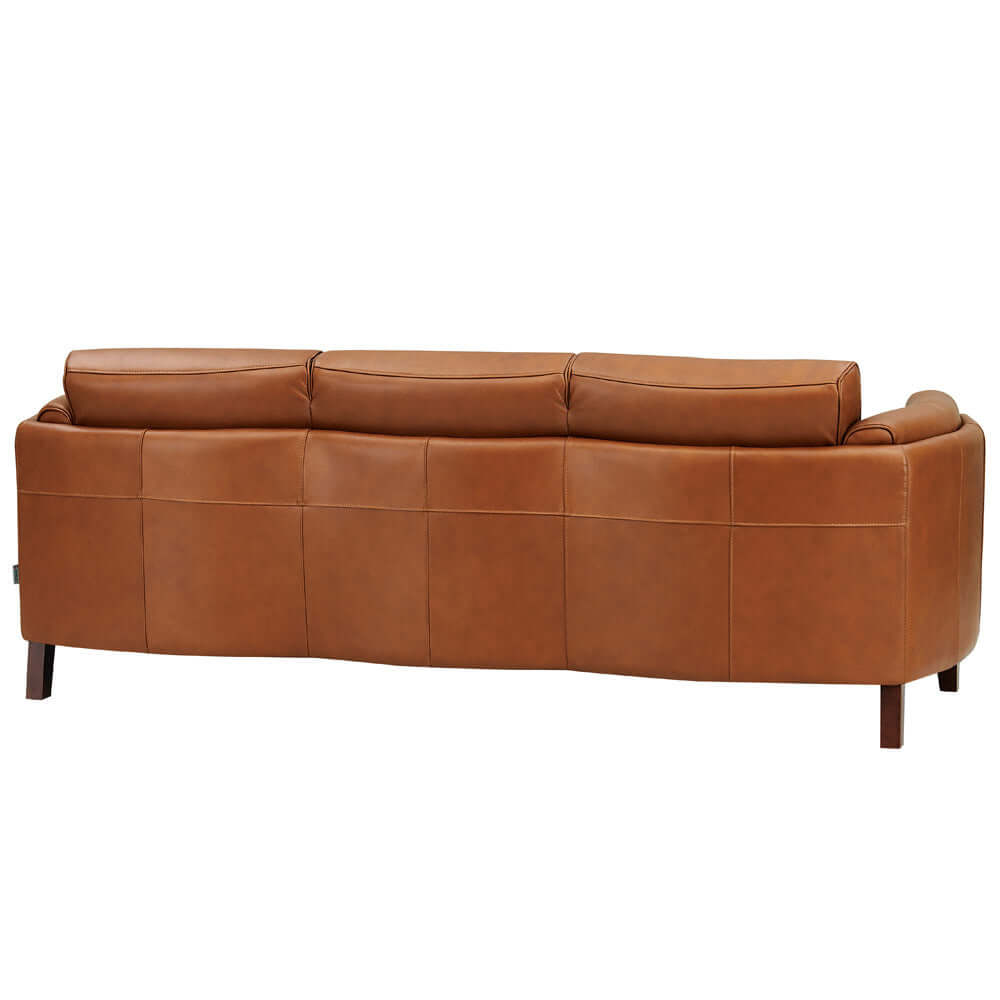 Maui MCM Top-Grain Leather Sofa 88' in brown, showcasing mid-century modern design and premium leather upholstery.