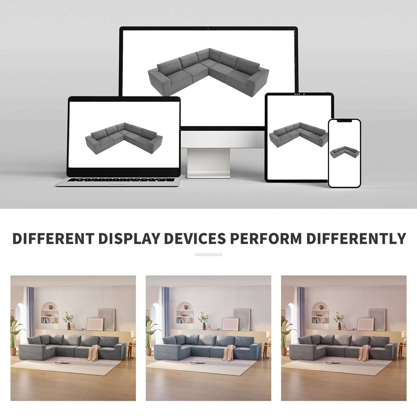 Modern Modular Low Profile Corner Sofa Sectional 116'