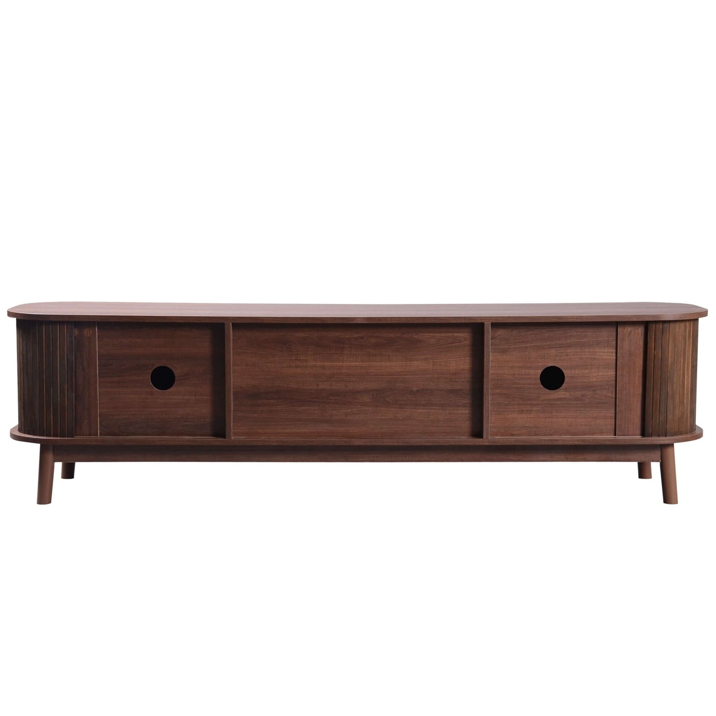 MCM Styled TV Stand Entertainment Center Solid Wood & MDF, Brown 67" - Revel Sofa