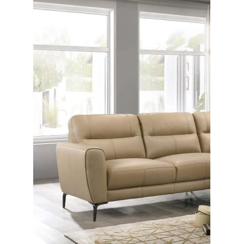 Top Grain Leather Right Facing Chaise Sofa Sectional 94"L