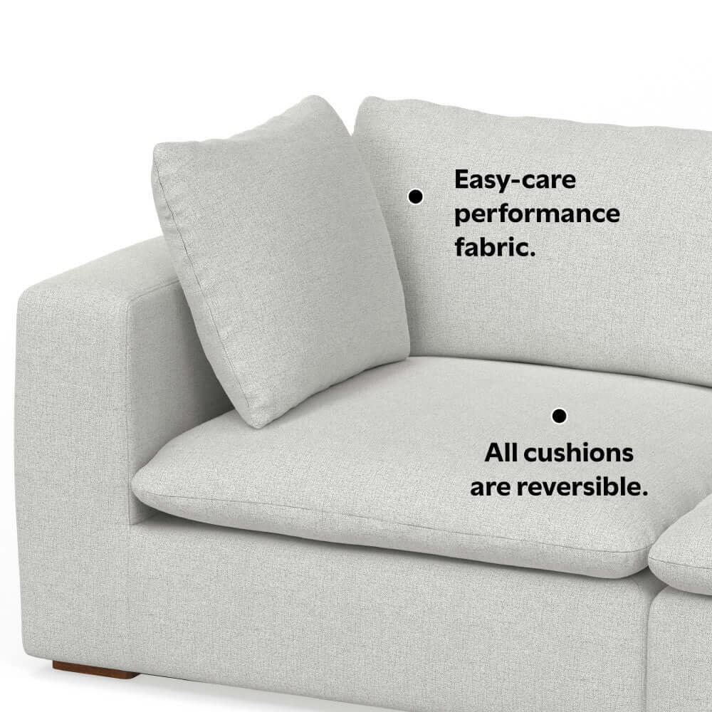 Jasmine Modern Grey Low Profile Cloud Modular Sofa 88'