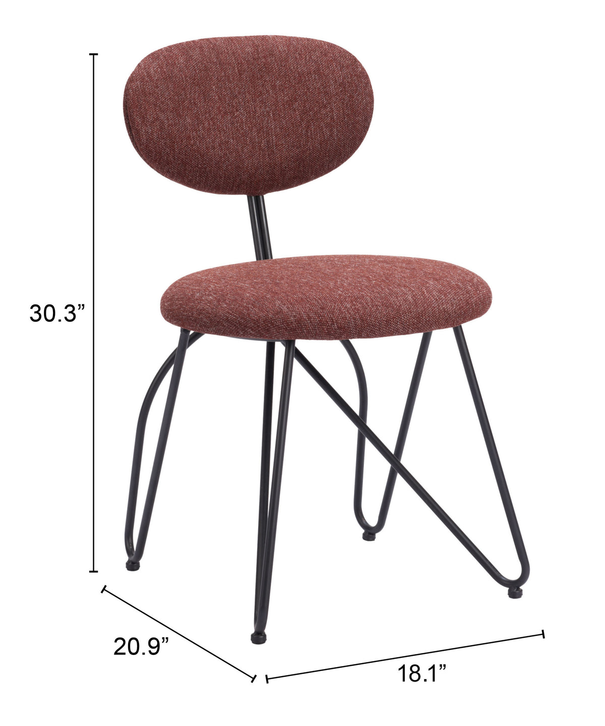 Novi Dining Chair (Set of 2) in Maroon Brown