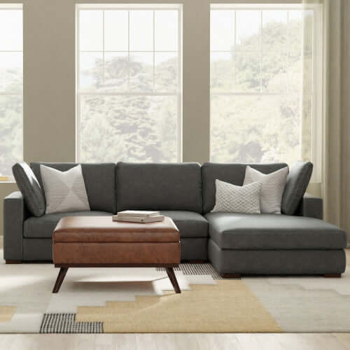 Charlie Modern Deep Seat Sectional Chaise Sofa 122"