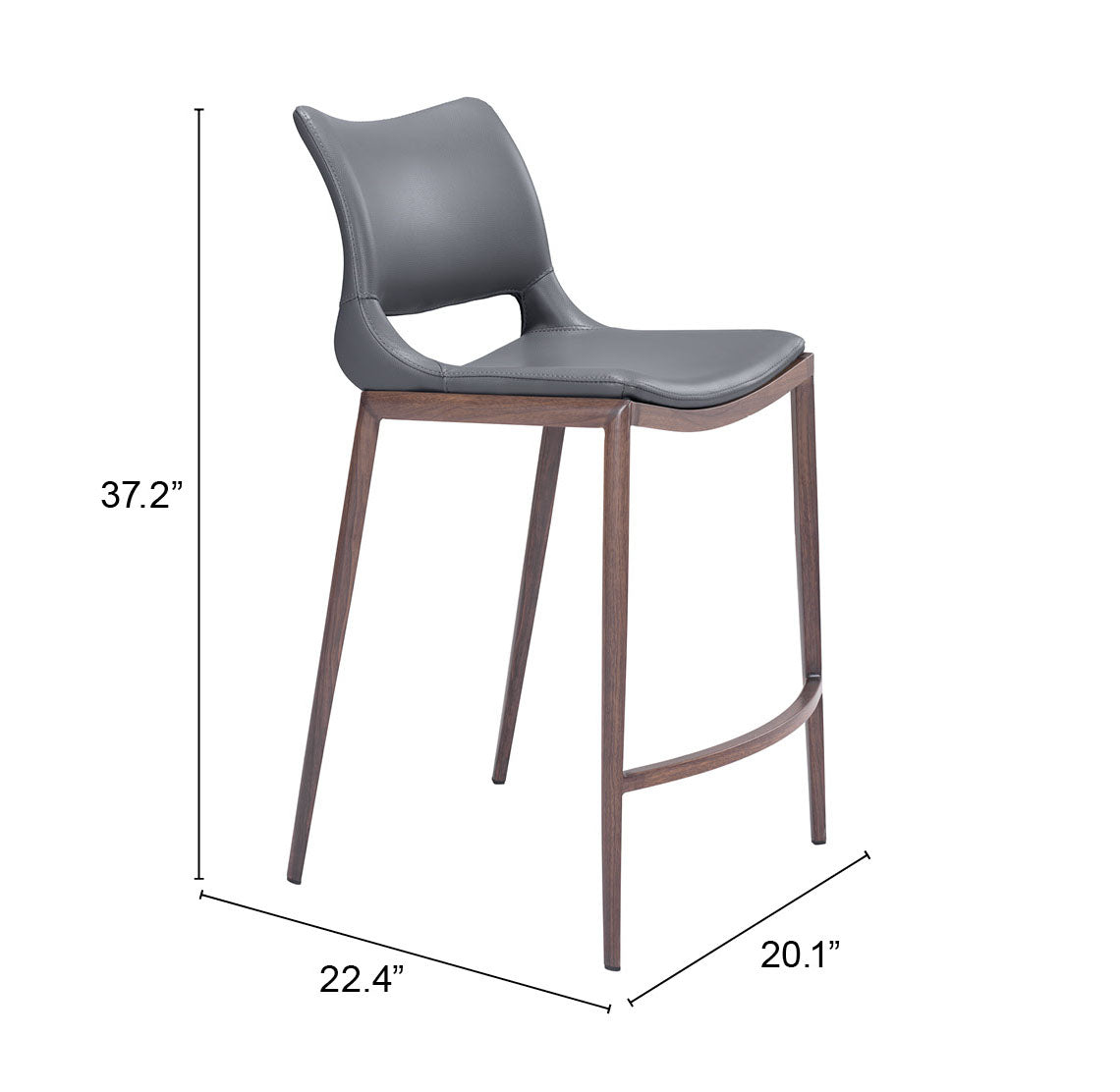 Ace Counter Stool (Set of 2) in Dark Gray & Walnut
