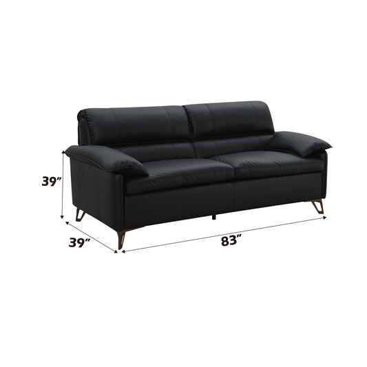 Eilene Black Leather Loveseat – 83"W Loveseat – view 2