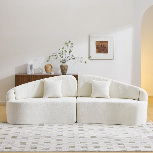 Basil Chenille Curved Modular Sofa in White