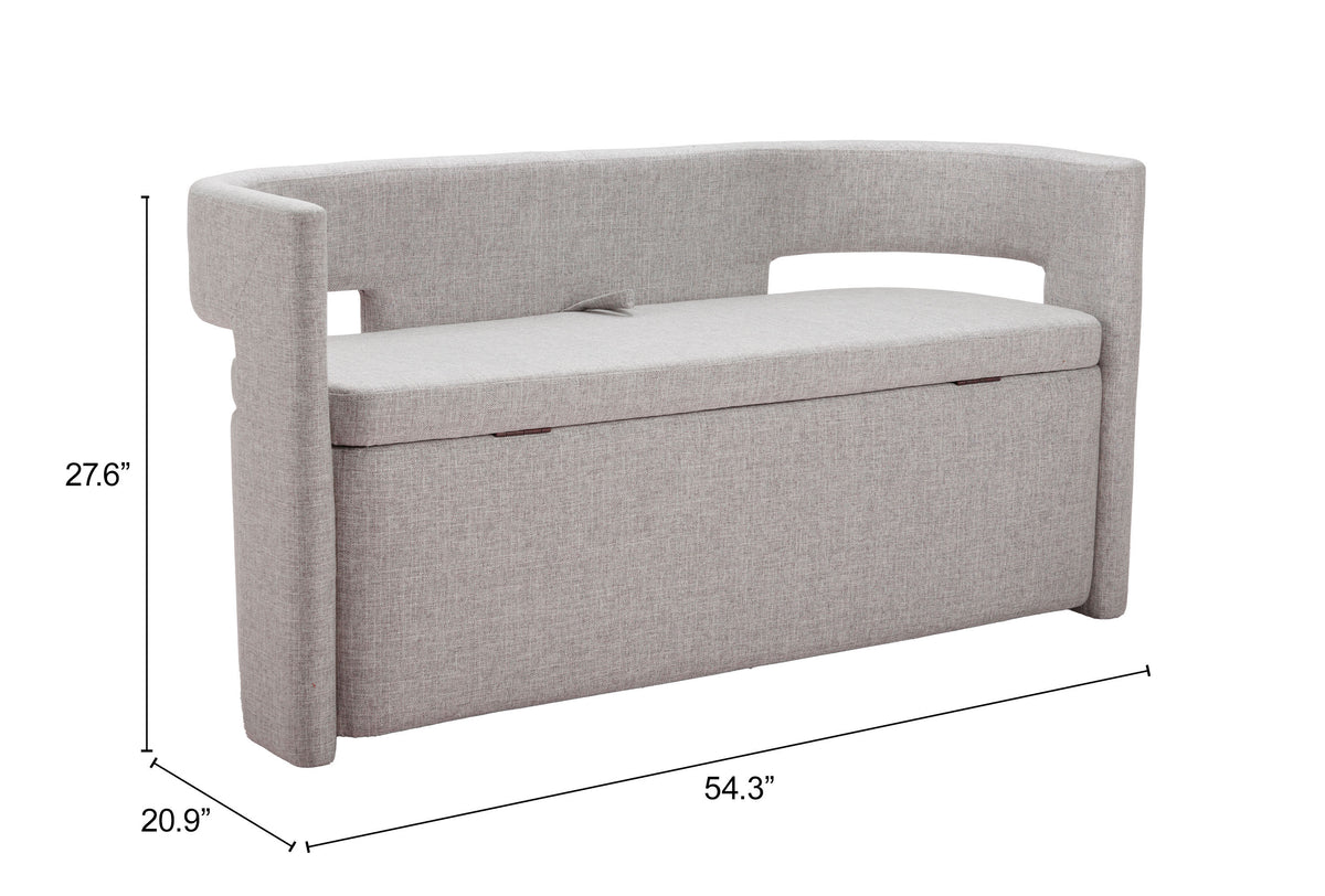 Papua Gray Storage Bench