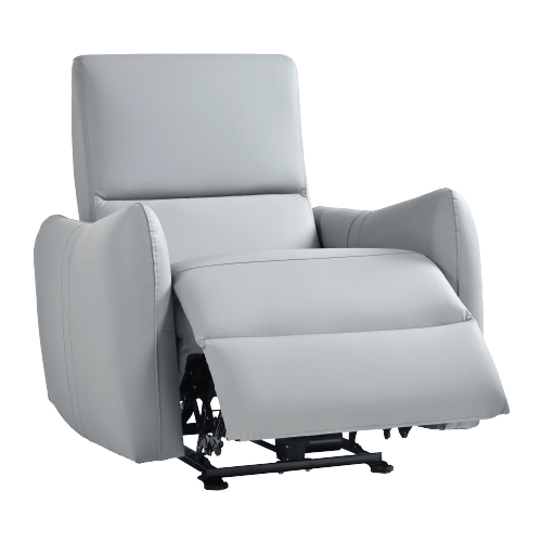 PU Leather USB Power Recliner Chair in light gray, compact design for small spaces and modern relaxation.