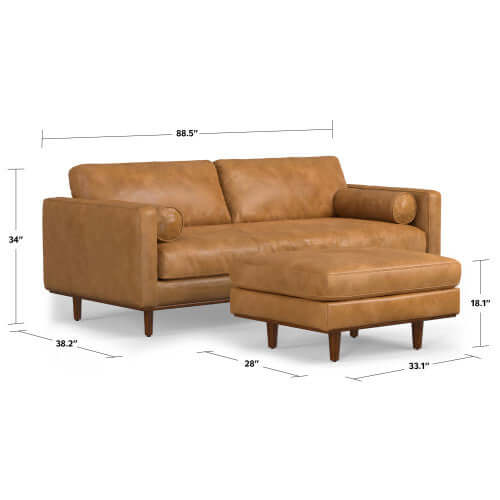 Morrison MCM Leather Sofa 89' (2 Colors)