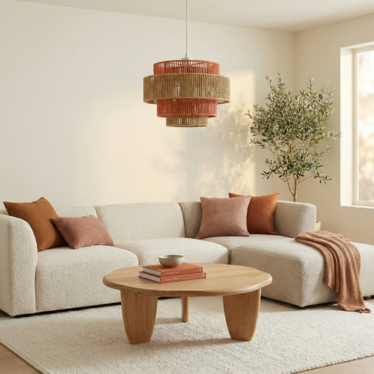 Sheldon White & Terracotta String Pendant Lamp – 66.9" Hanging Pendant Light