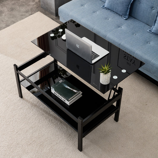 Guinevere Black Glass Coffee Table – 37.8" Coffee Table – view 2