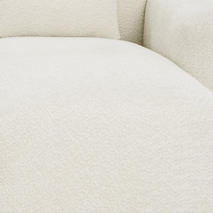 Haledon Boucle Sectional Sofa β 3-Piece Right-Facing Chaise Sectional (Sand, 117") fabric close-up showcasing soft boucle texture.