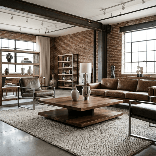 Handcrafted Two-Tier Floating Solid Wood Coffee Table | 47" Modern Round Coffee Table in stylish living room setting.