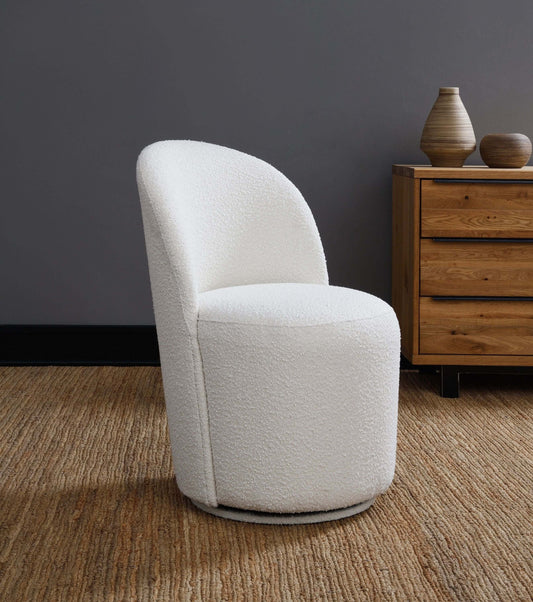 Hollis Beige Boucle Accent Chair (Set of 2) featuring plush boucle fabric and modern design.