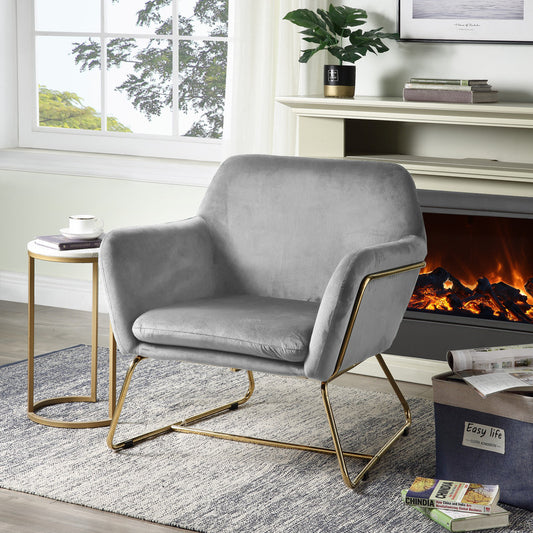 Keira Gray Velvet Accent Chair – 29.5" Accent Chair – view 2