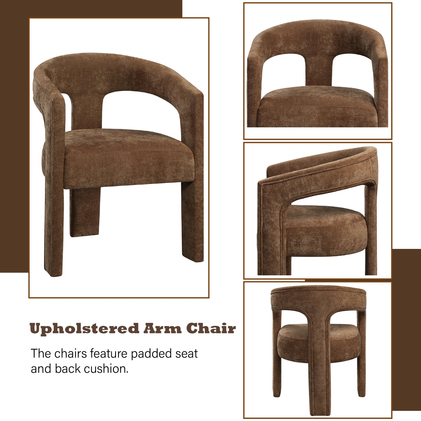 Leonardo Brown Linen Arm Chair (Set of 2) – view 7
