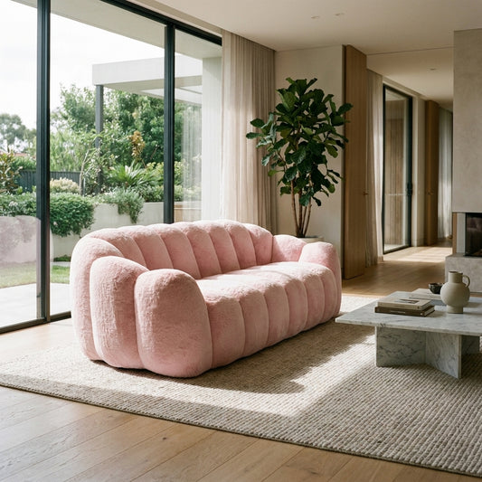Lotus Plush Compression Bean Bag – 43.7" Pink Adult Bean Bag Sofa – view 2