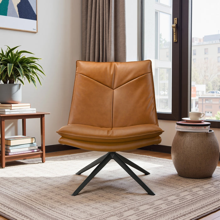 Oakland Cognac Vegan Leather Armless Swivel Chair