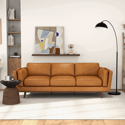Chase MCM Style Genuine Leather Sofa 91" - Revel Sofa