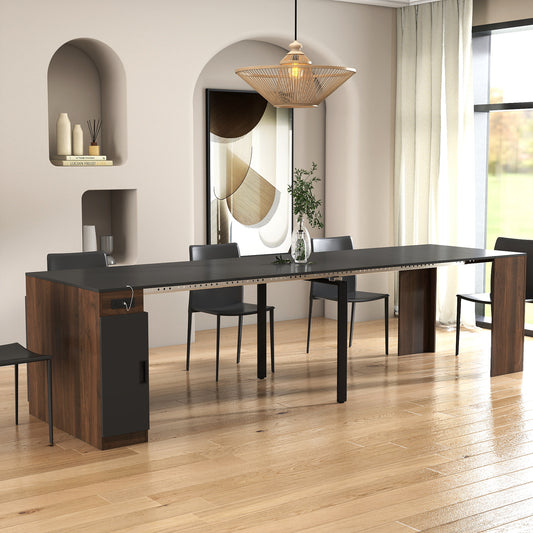 Odette Walnut & Black Particle Board & MDF Dining Table – view 2