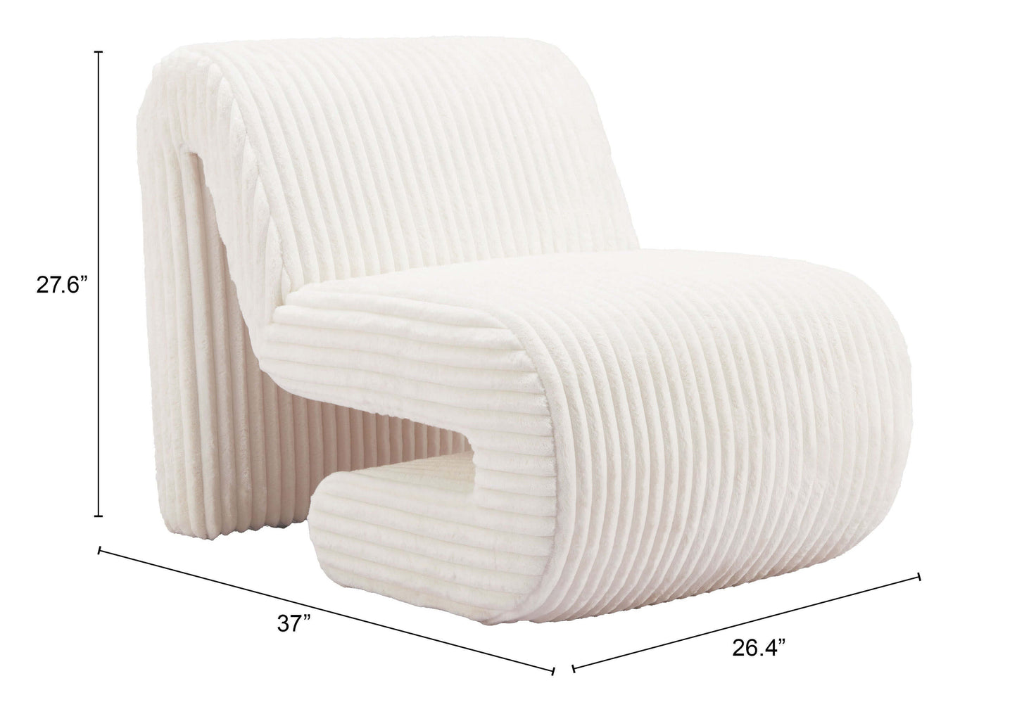 Opam White Corduroy Accent Chair – Modern Sculptural Lounge Chair with soft texture and sculptural design.