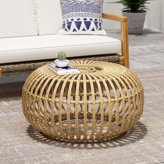 Ottawa Faux Rattan Weave Round Coffee Table – 29.5" Handcrafted Indoor-Outdoor Accent Table – view 2