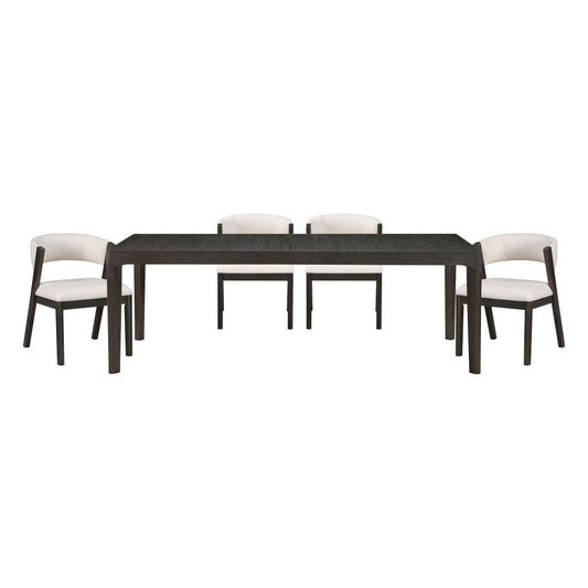 Perrine Black Wood Dining Set – 5-Piece Extendable Table & 4 Curved-Back Side Chairs – view 2