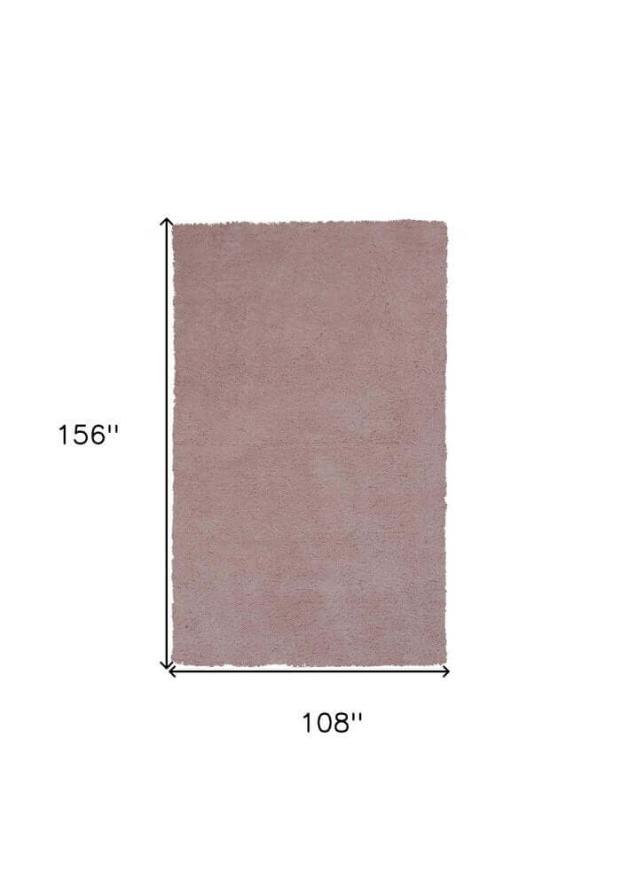 Pink Shag Hand Woven Area Rug | 9' x 13' dimensions showing 156'' x 108'' for soft and textured floor comfort.