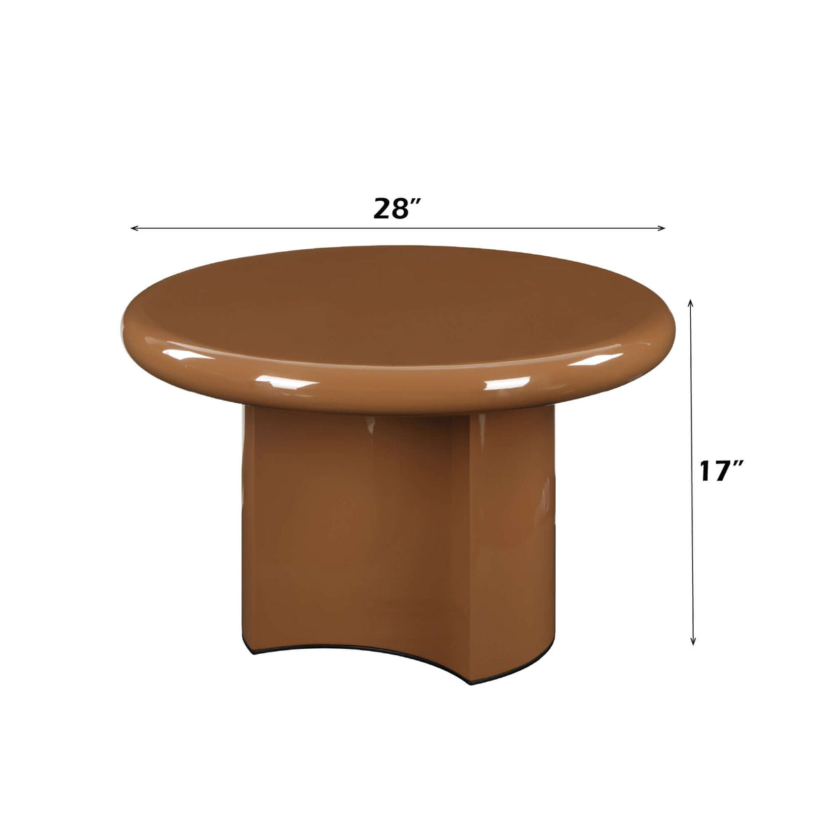 Ronald Brown High Gloss End Table 28"W with sleek design and rich brown finish.
