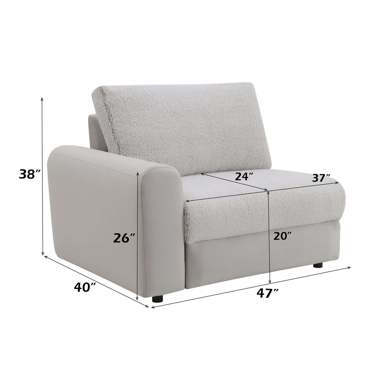 Tarrance Modular Gray Sherpa & Velvet Power Recliner Sectional with Multifunction Console 165" dimensions and design details.