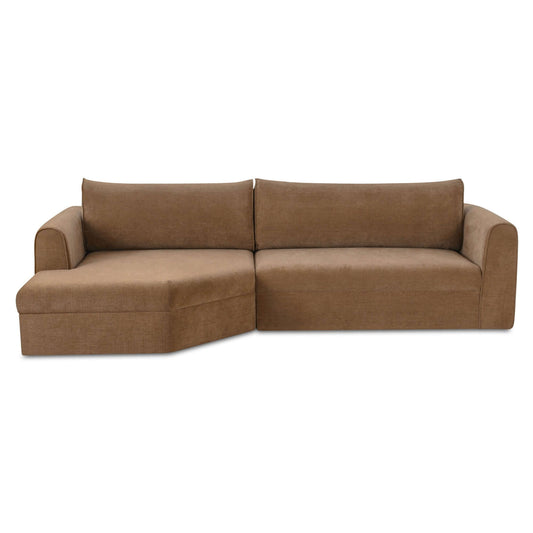 Taupe Left-Facing Chaise Sectional 112" | Modern Polyester Fabric Sofa in a relaxed setting.